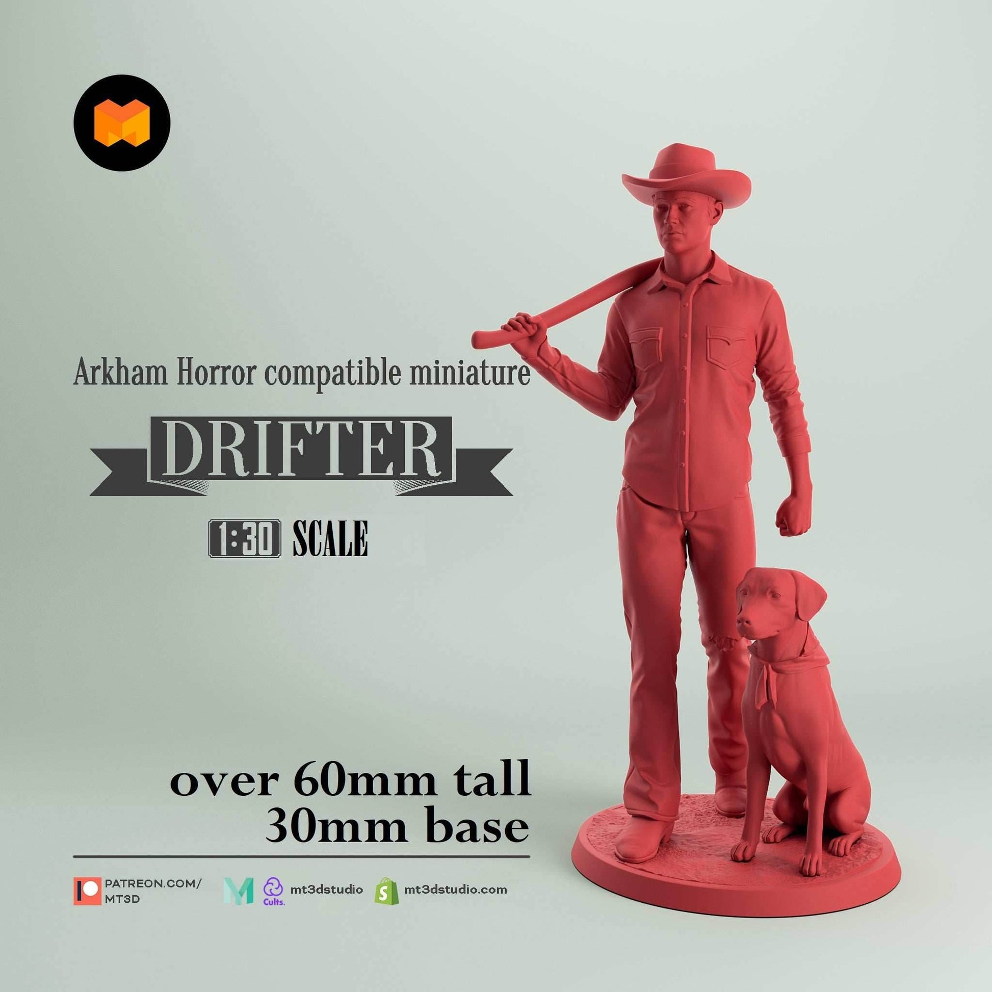 Arkham Compatible Investigator: The Drifter (Ashcan Pete with Dog) - Drifter & Dog on One Base