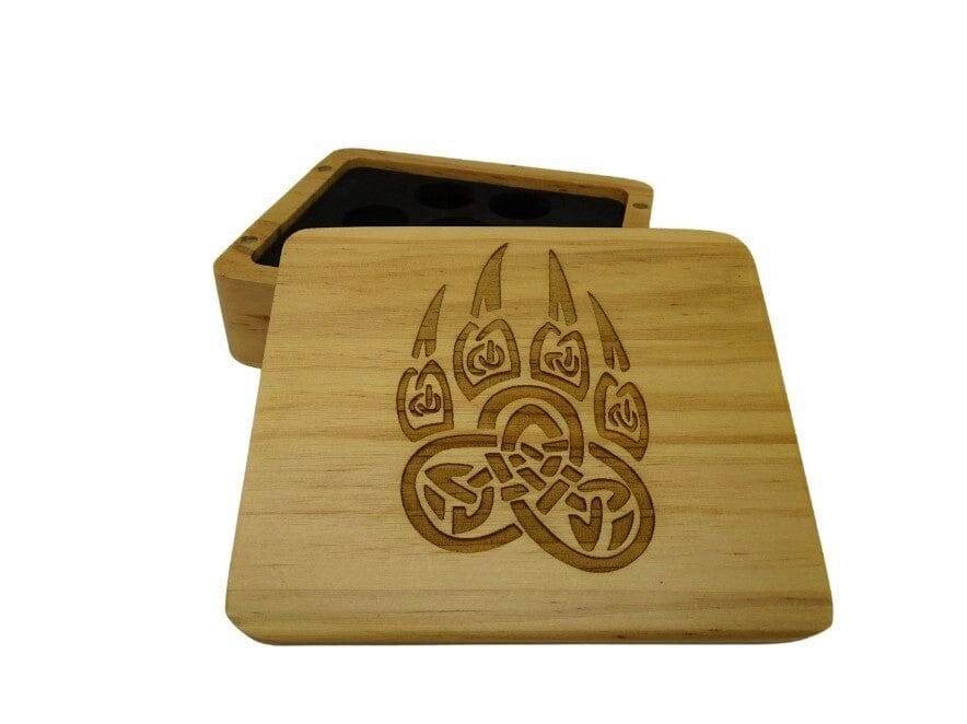 Druid Paw Wooden Dice Case - Pine Wood