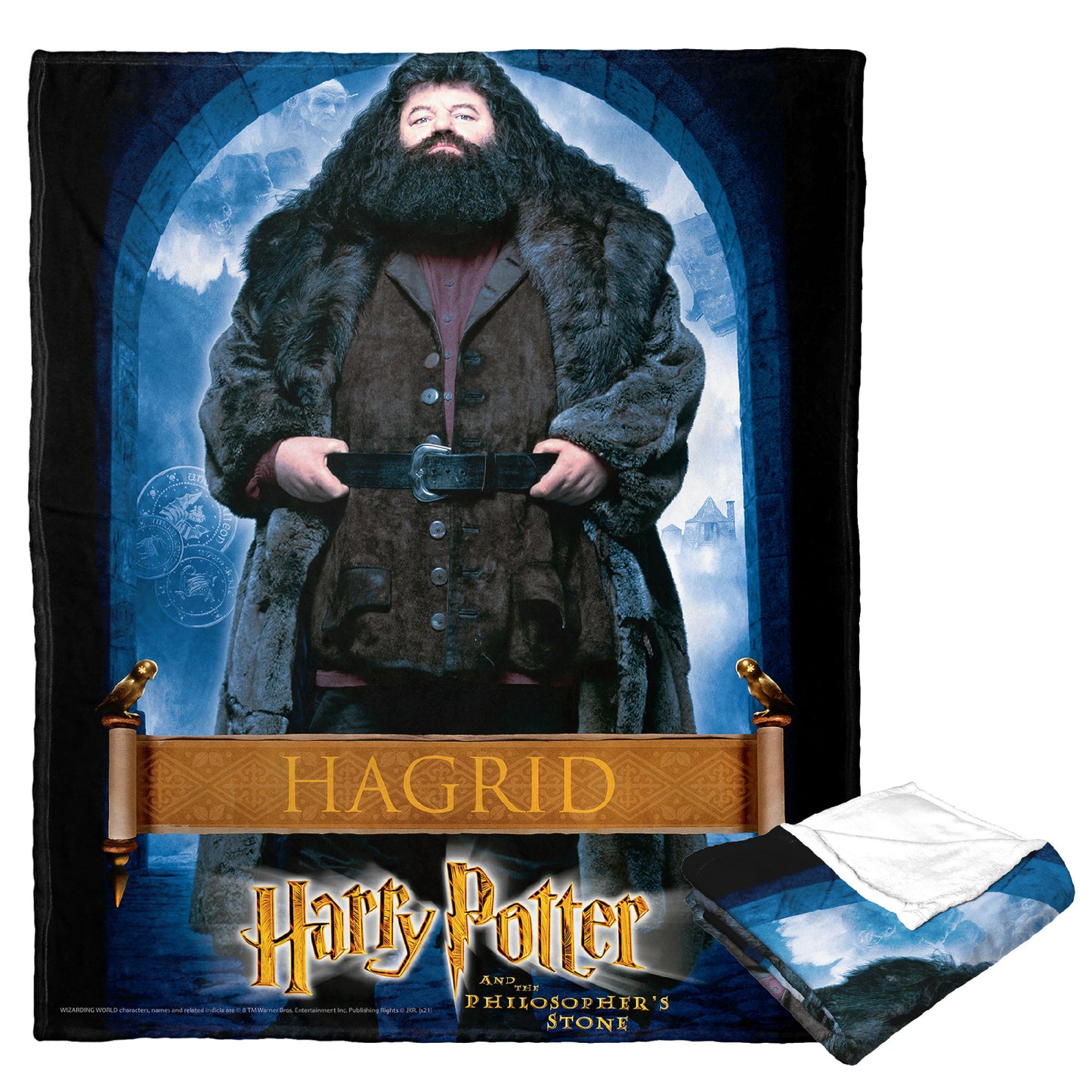 Harry Potter; Manta de tiro de seda con tacto de cómics de Hagrid Aggretsuko; 50" x 60"