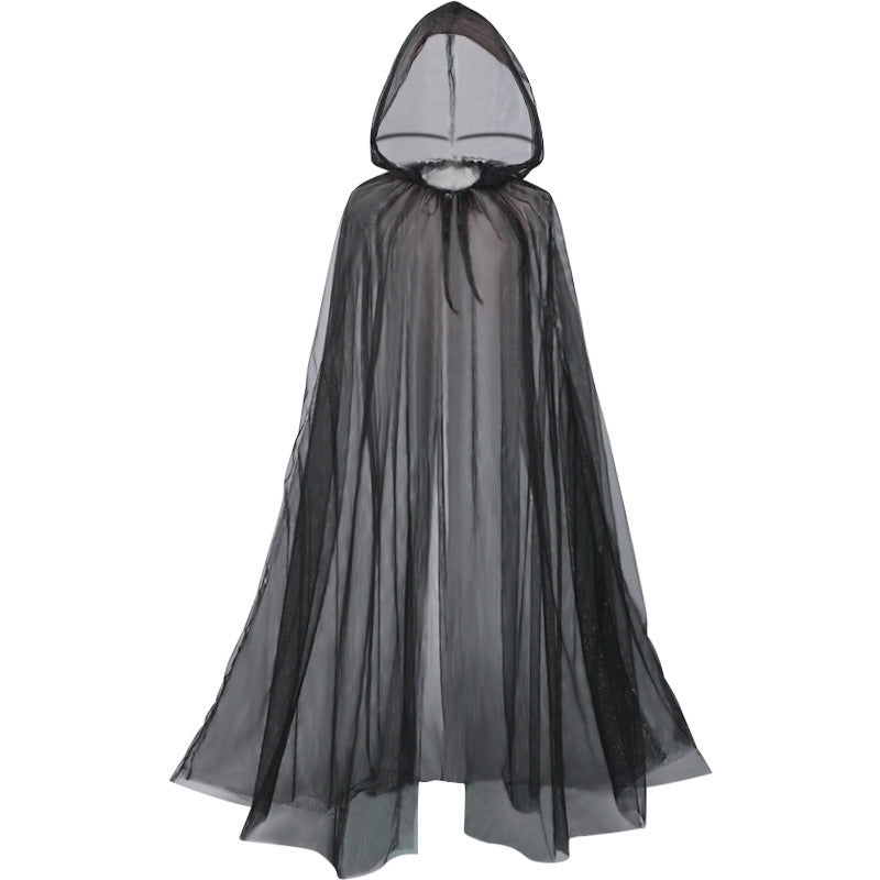 59 Inch Ghost Costume Hooded Cape Bride Hooded Cloak