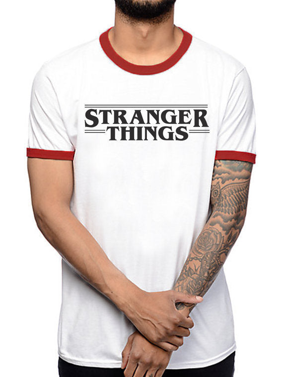 Stranger Things Printemps et Été Lettres Grande Taille Amoureux T-shirt à manches courtes