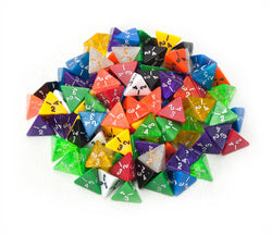Plus de 100 paquets de dés polyédriques D4 aléatoires en plusieurs couleurs