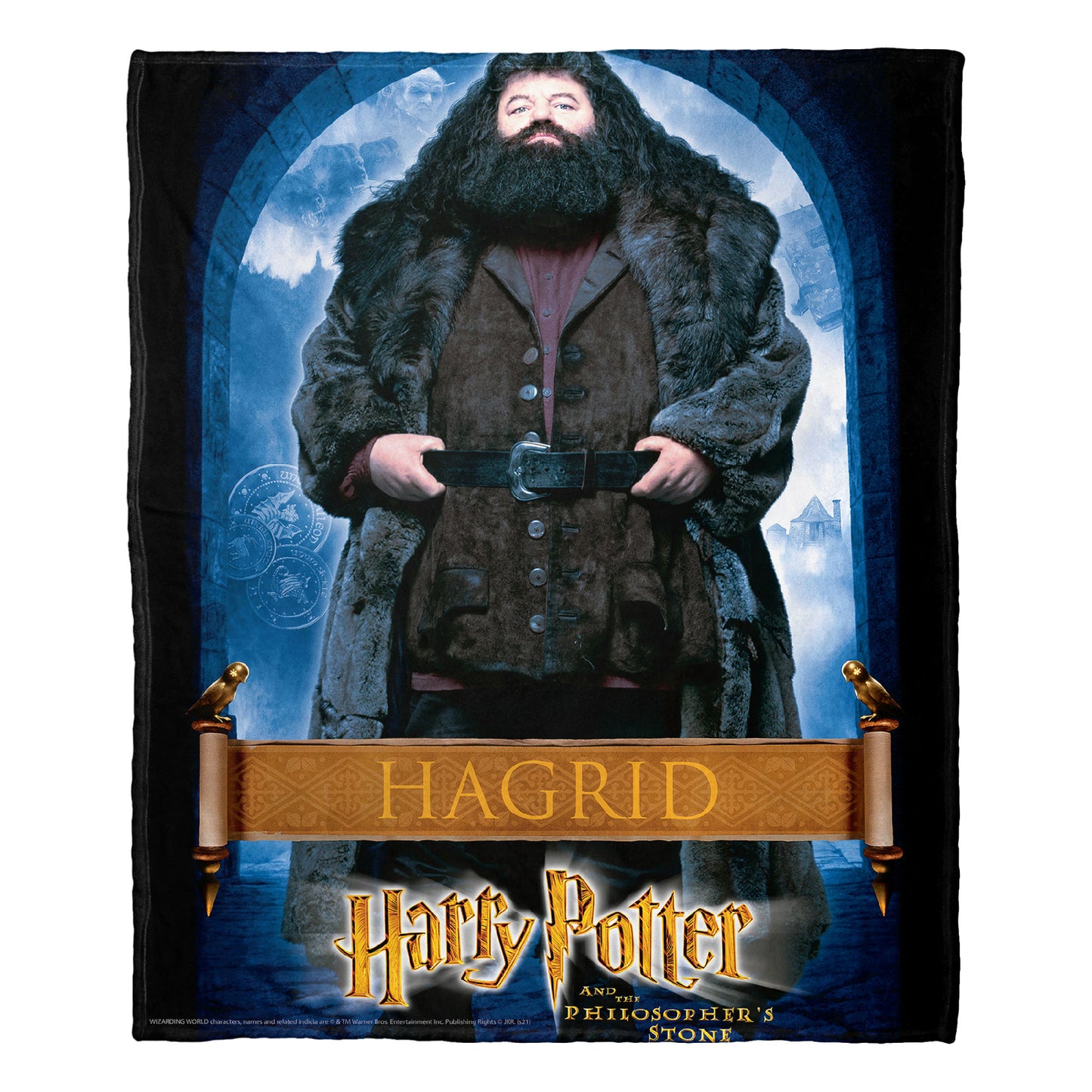 Harry Potter; Manta de tiro de seda con tacto de cómics de Hagrid Aggretsuko; 50" x 60"