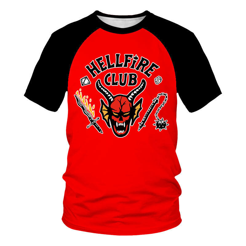 Stranger Things 4 Hellfire Club Logo T-shirt de baseball raglan à manches courtes