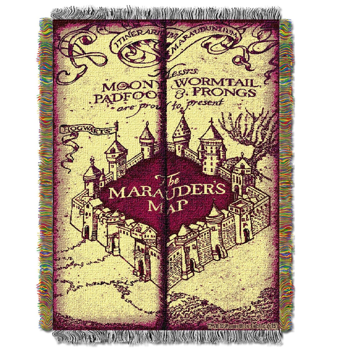 Harry Potter Marauders Map Licensed 48"x 60" Woven Tapestry Throw by The Northwest Company