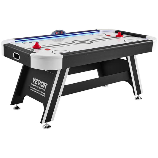 VEVOR Air-Powered Hockey Table, 72" Indoor Hockey Table for Kids and Adults, LED Sports Hockey Game with 2 Pucks, 2 Pushers, and Electronic Score System, Arcade Gaming Set for Game Room Family Home