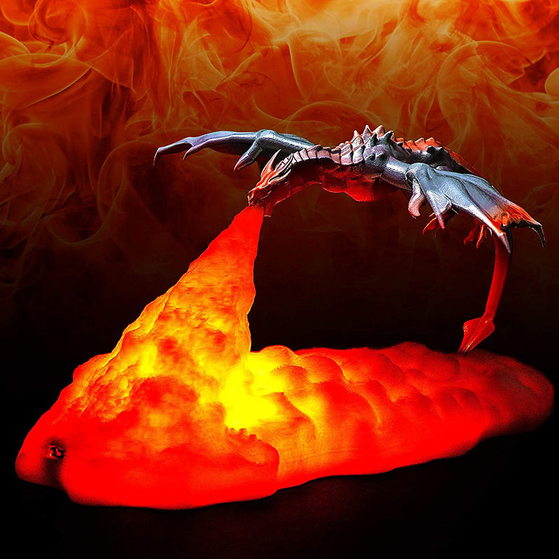 Lampe LED Dragon imprimée en 3D, veilleuse Dragon volcan, lampes de lune rechargeables, lampe de nuit, décoration de chambre d'adolescent, cadeau de noël
