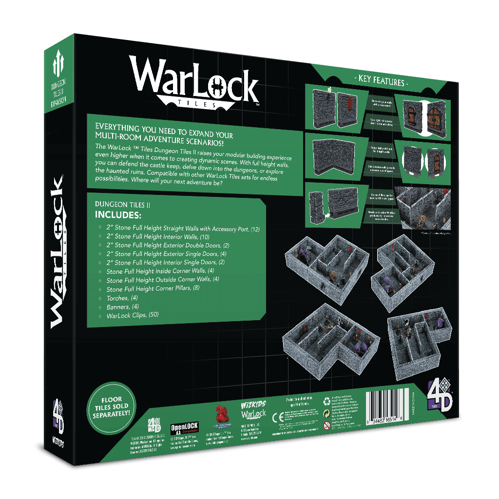 WarLock Tiles: Dungeon Tiles II - Full Height Stone Walls Expansion - 