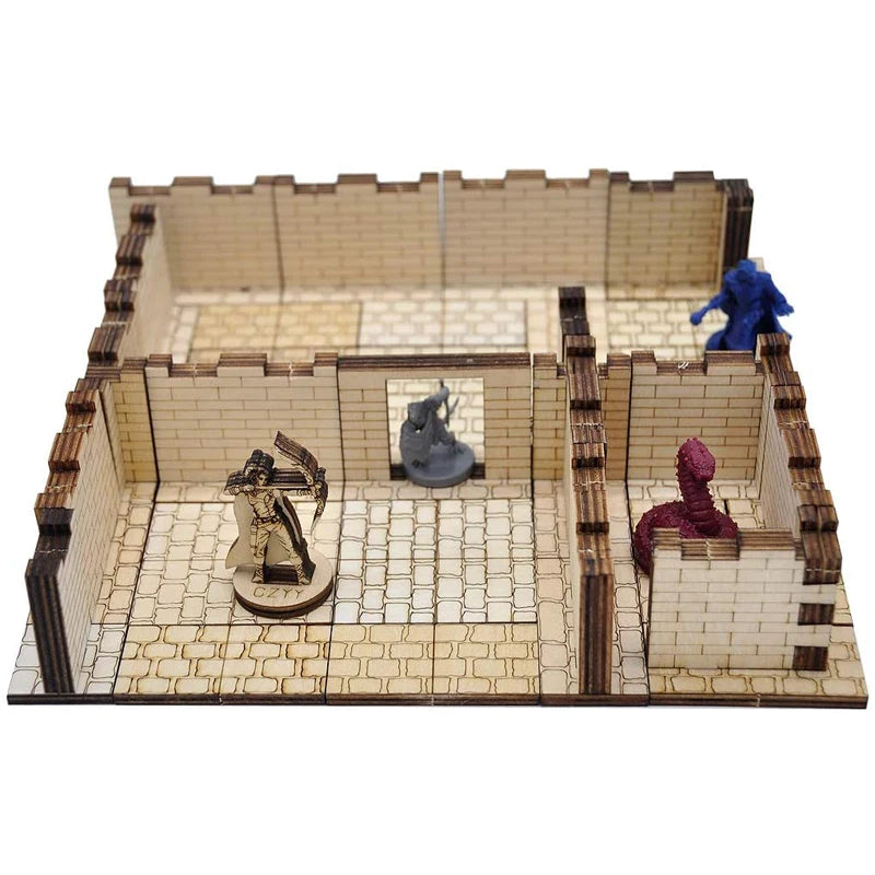 Dungeon Brick Walls (Set of 16) Wood Laser Cut 2" x 1" 3D Modular Terrain Tiles 28mm Scale