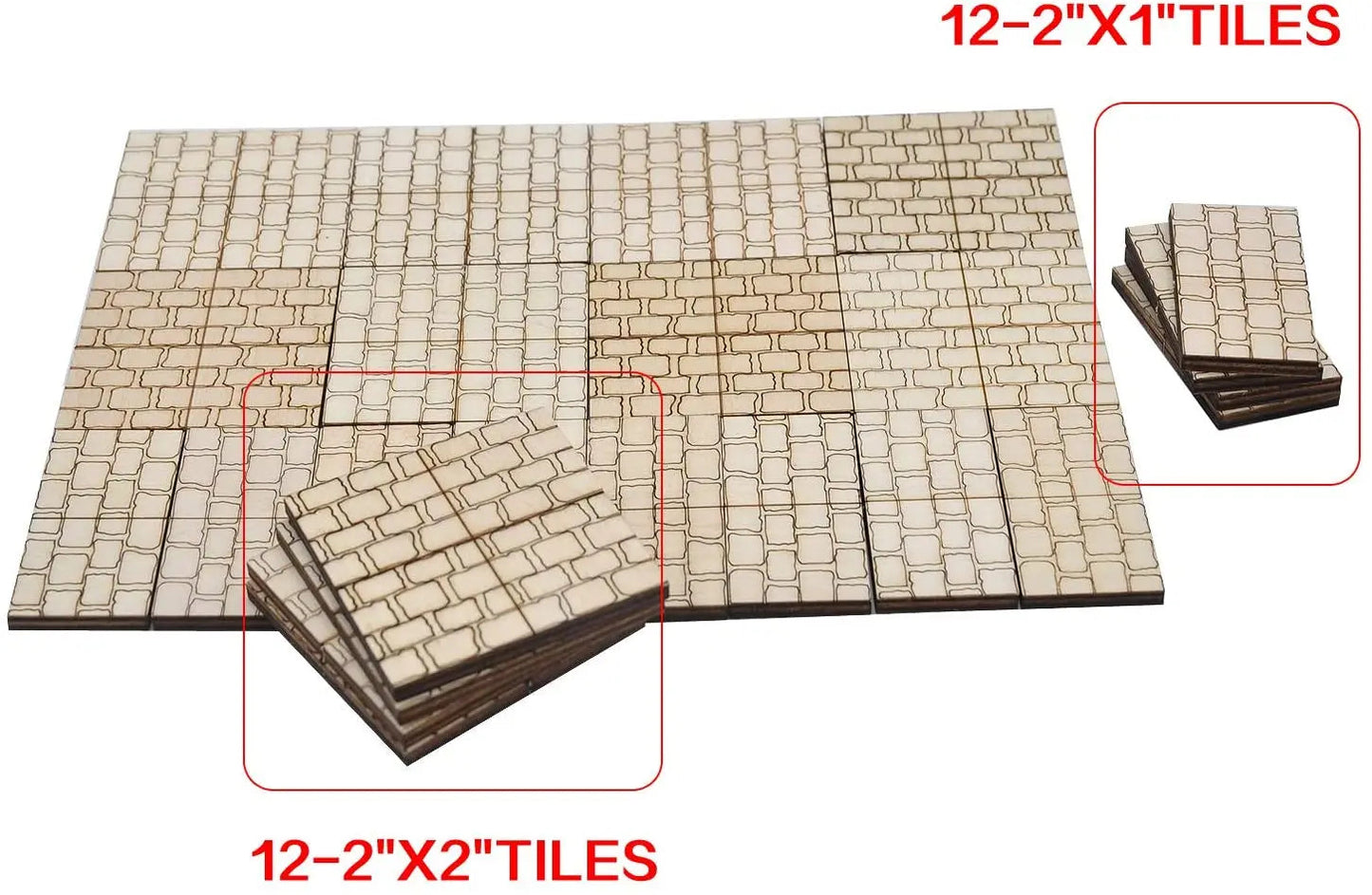 Dungeon Stone Square Floor Tiles (Set of 24) Wooden Laser Cut D&D Modular Terrain 1" Grid