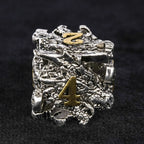 dungeons and dragons silver shaped dragon head metal hollow dice set