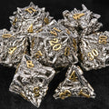 dungeons and dragons silver shaped dragon head metal hollow dice set