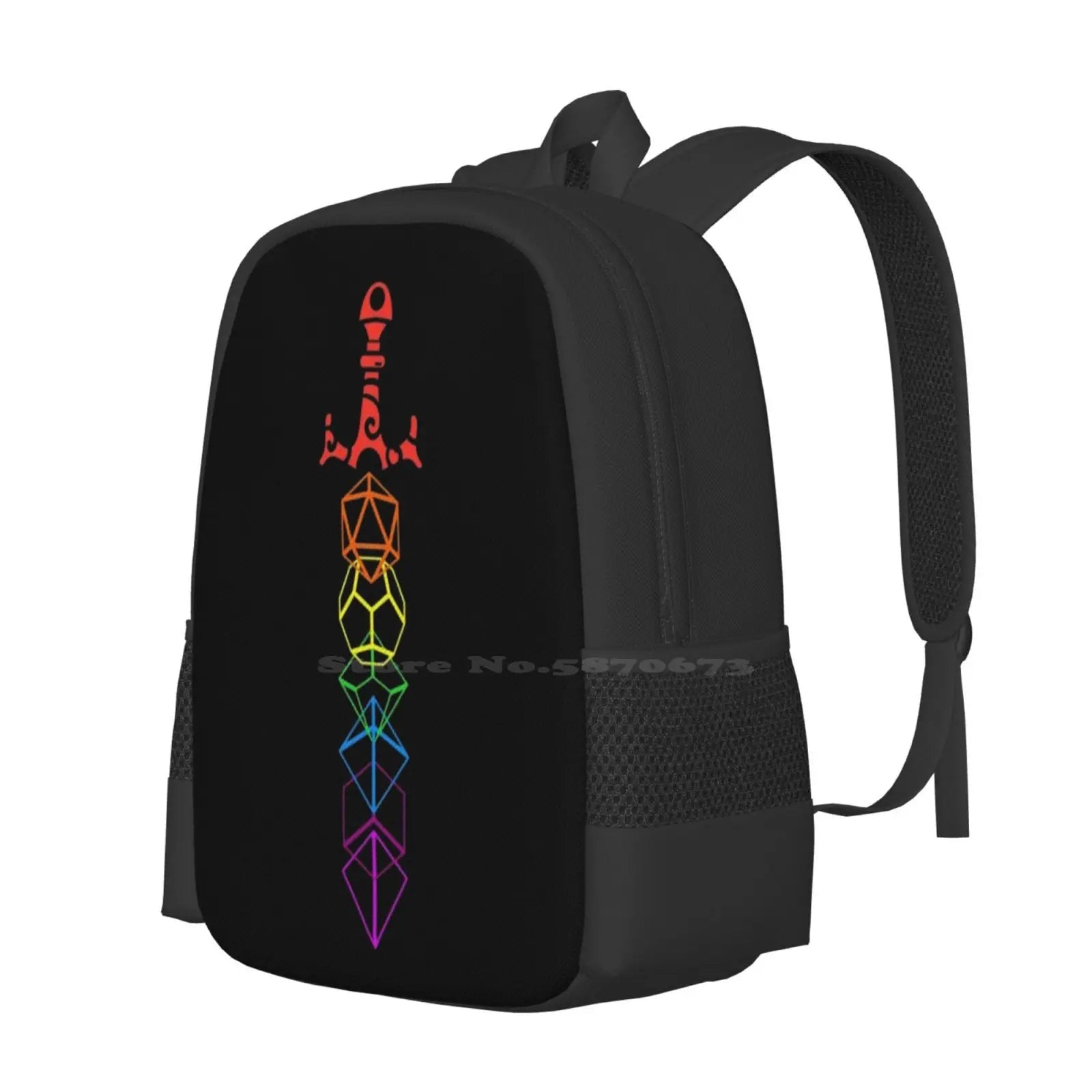 Dungeons And Dragons Sword Pattern Design Laptop Travel School Bags Dragons Dnd D D Dice Games Roleplay Wizard Rogue Bard Warlock