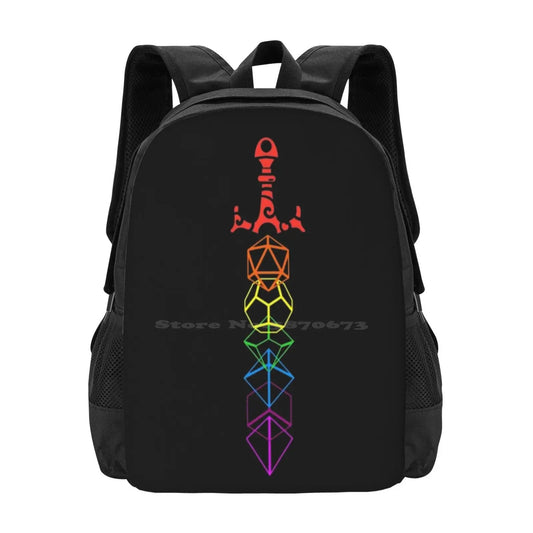 Dungeons And Dragons Sword Pattern Design Laptop Travel School Bags Dragons Dnd D D Dice Games Roleplay Wizard Rogue Bard Warlock