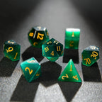 Dwarf Artisan - Emerald Gemstone DND Dice Set + Gold Numbers