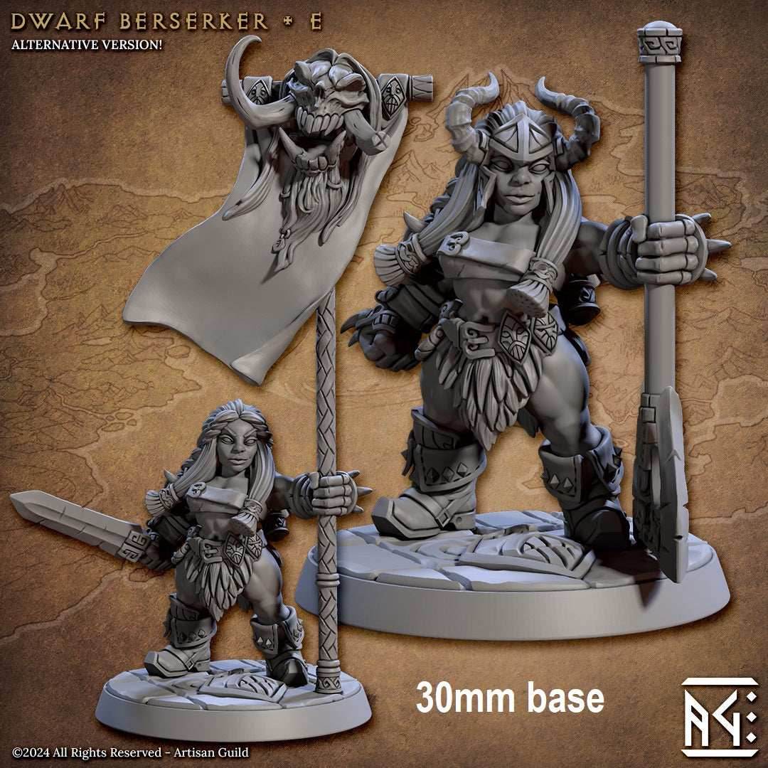 Dwarf Berserker (Base Sculpt E) - With Helmet / Banner / Sword