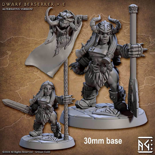 Dwarf Berserker (Base Sculpt E) - With Helmet / Banner / Sword