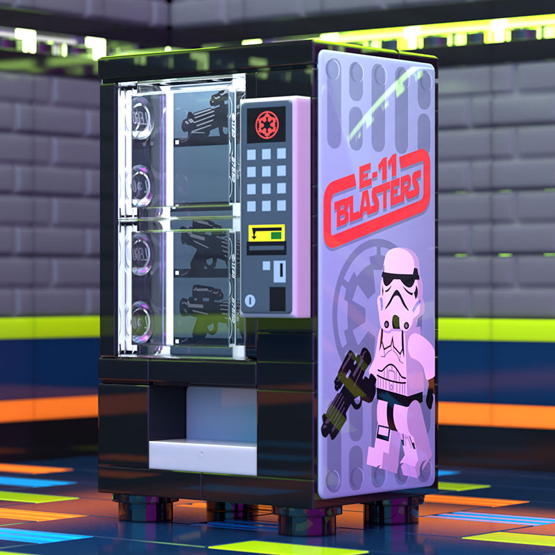 E-11 Blaster Vending Machine for Trooper minifigs made using LEGO parts