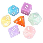 Multi-Color Macaron 7-Dice Set w/White Numbers Pastel Dnd Dice Set - 