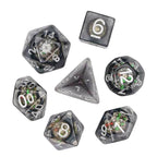 Compass Dice 7-Dice Set Clear w/ Moving Compass Inside Glitter Base Dnd - 