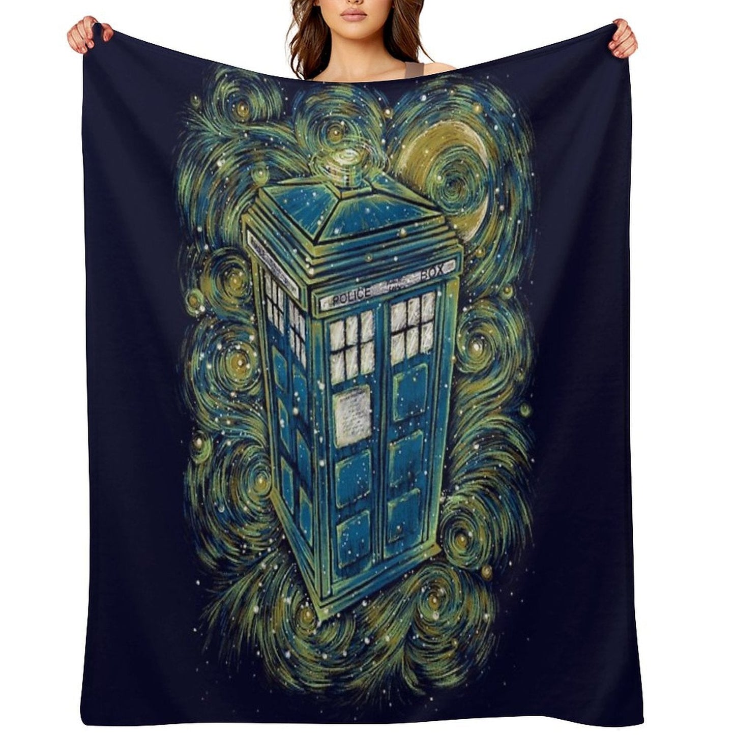 The Doctor in The Starry Night Throw Blanket