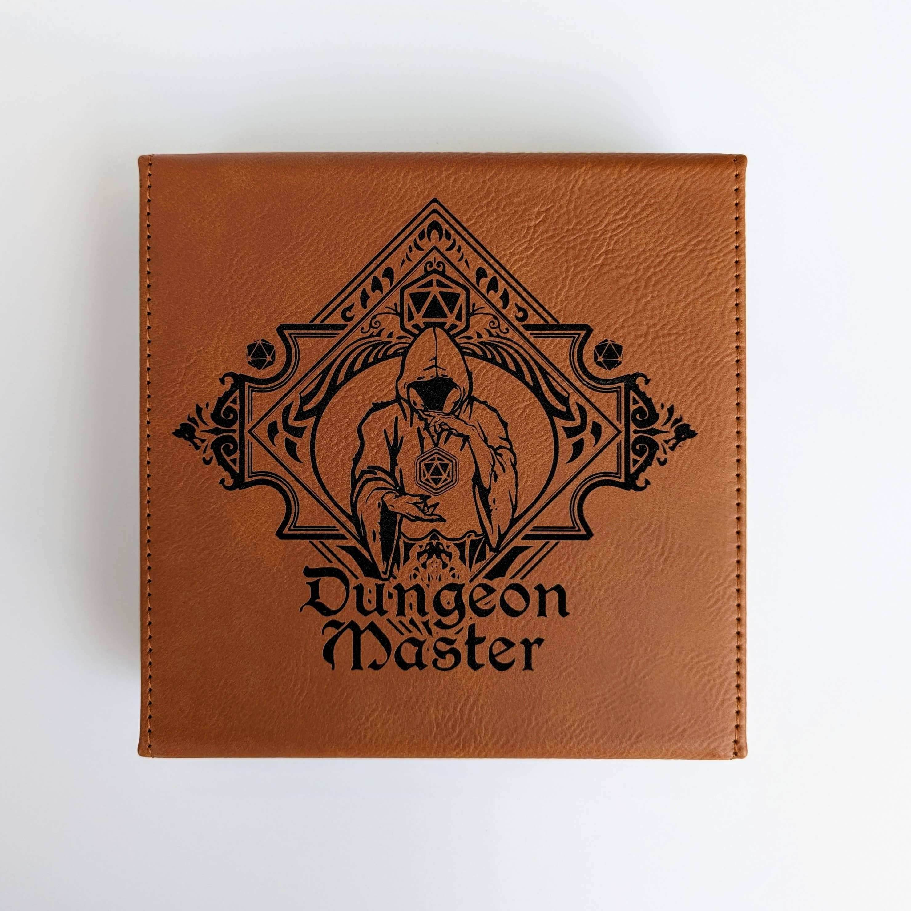 The Fate Twister - D&D - Vegan Leather Dice Box - Chestnut