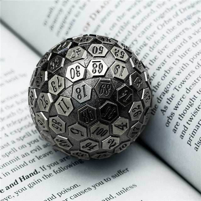 Silver Plated Ancient Metal d100 Dungeons and Dragons RPG - 