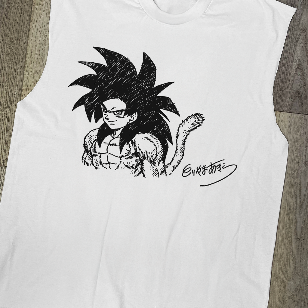 Toriyama 'Ssj 4 Goku' Vintage White Cut-Off Tee