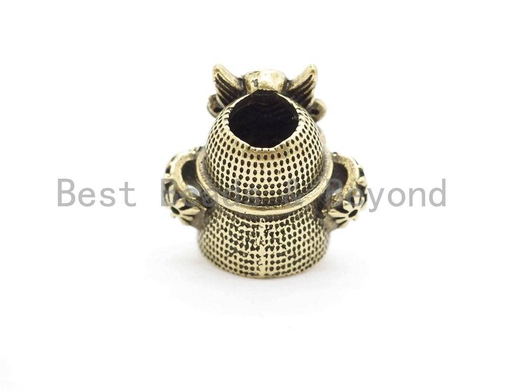 Antique Style Samurai Helmet Bead, Paracord KeyChain Lanyard Beads,Mens Bracelet Findings, 19x19x12mm, 1pc, sku#Y129