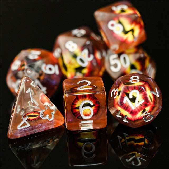 Brown Demon Eye Dragon Eye Dice 7-Dice Set Resin Dungeons and Dragons Dice - 