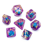 Purple w/Blue Starfish Dice 7-Dice Set Resin Dungeons and Dragons Dice - 