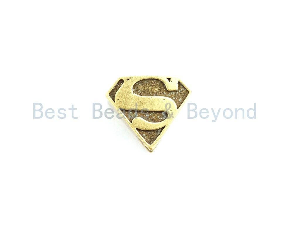 Antique Style Superman Symbol Bead, For 550 Paracord Survival Bracelet, Men's Bracelet Beads, Paracord KeyChain Beads, 17mm, 1pc, sku#Y130