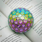 Rainbow Metal Single 100 Sided Polyhedral Dice (D100) | w/ White Color (45mm) - 