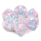 Pink Butterfly Ribbon Dice 7-Dice Set by HengDadice Dungeons and Dragons Dice - 