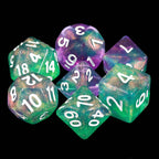 Potions Portion Green/Purple Glitter 7-Dice Set by HendgaDice - 