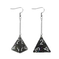 Black Glitter Dice Earrings: D4 Dice w/Colorful Inclusion Nerdy RPG Jewelry - 