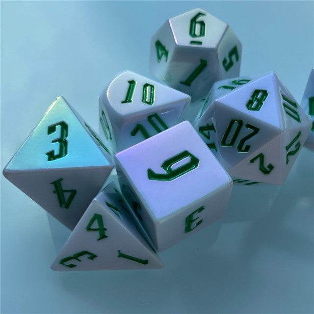 Spearmint White Colorful DND Dice (White&Green) 7-Dice - 