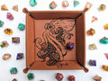 Kraken of Holding - D&D Vegan Leather Dice Rolling Tray - Chestnut