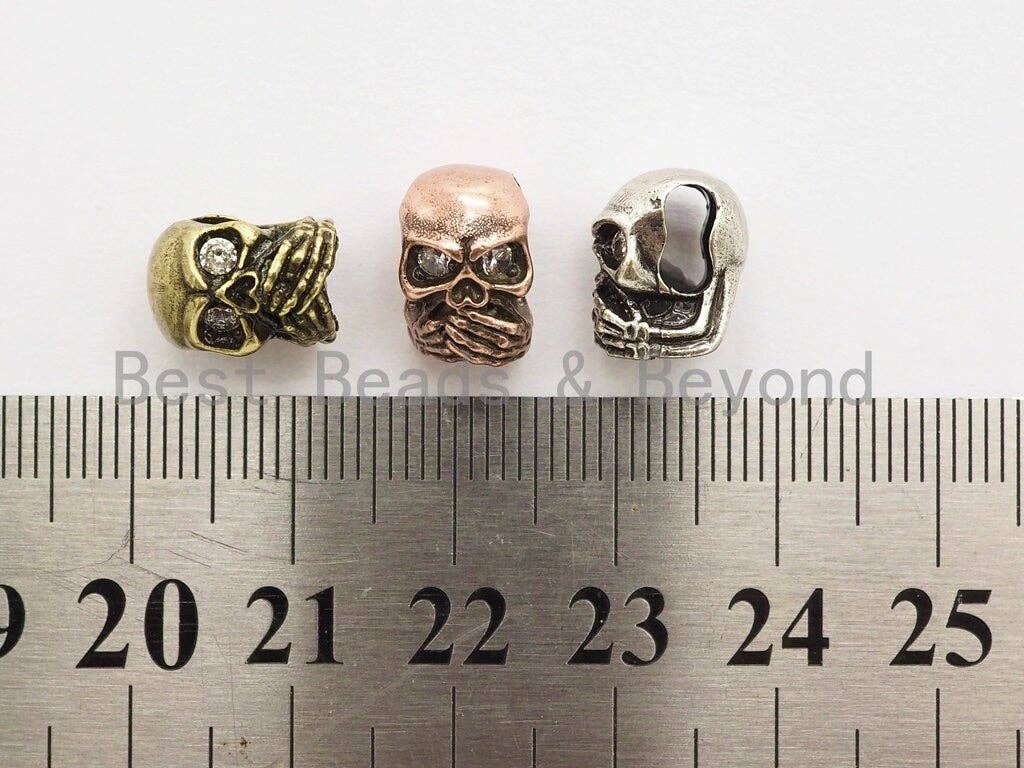Antique Style Skull Bead,DO NOT SAY, Paracord Survival Bracelet Beads,Keychain Lanyard Making Beads,Men's Jewelry Findings,8x9x11mm,sku#Y116