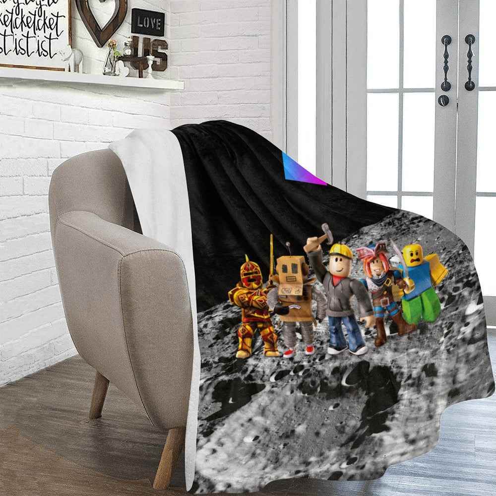 Ultra Soft Fleece Blanket – Plush Polyester Roblox Cozy Gamer Throw 54x70 - White / ONE SIZE