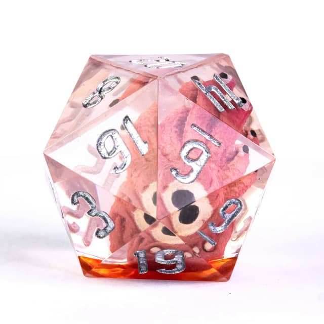 Red Beholder 22mm D20 DND Roll a D20 Dice Handmade Sharp Resin - 
