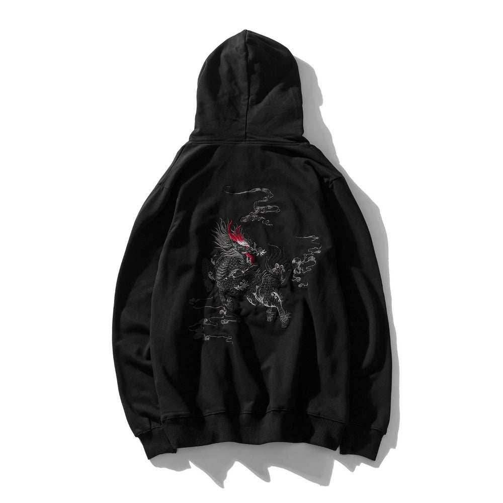 KH9102 Kirin Embroidery Hoodie - Black / S