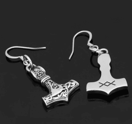 Vikings Mjolnir Stainless Steel Earrings - 