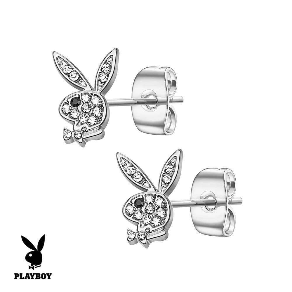 Playboy™ Gem Stud Earrings - Chrome