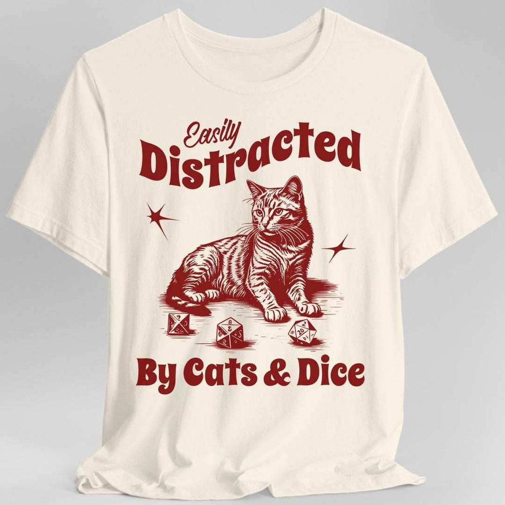 Easily Distracted By Cats & Dice Shirt - Natural / S