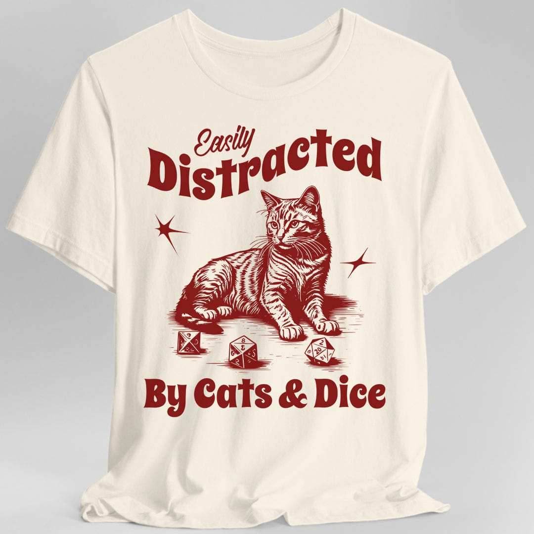 Easily Distracted By Cats & Dice Shirt - Natural / S