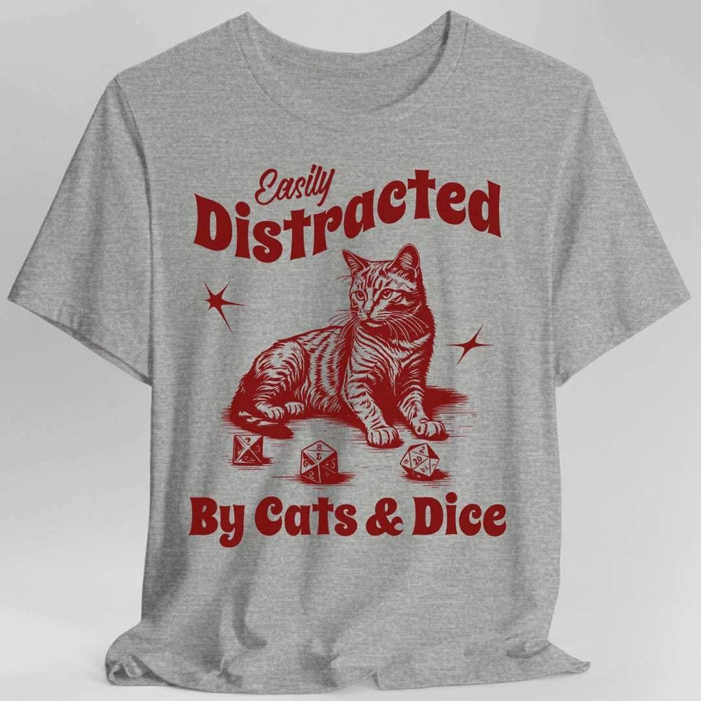 Easily Distracted By Cats & Dice Shirt - Sport Grey / S