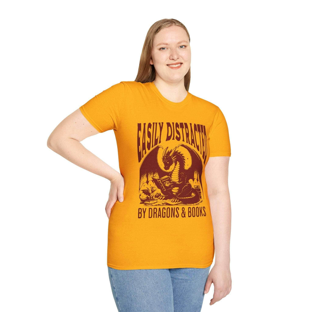 Easily Distracted by Dragons & Books Shirt - Natural / S