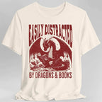 Easily Distracted by Dragons & Books Shirt - Natural / S