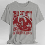 Easily Distracted by Dragons & Books Shirt - Sport Grey / S